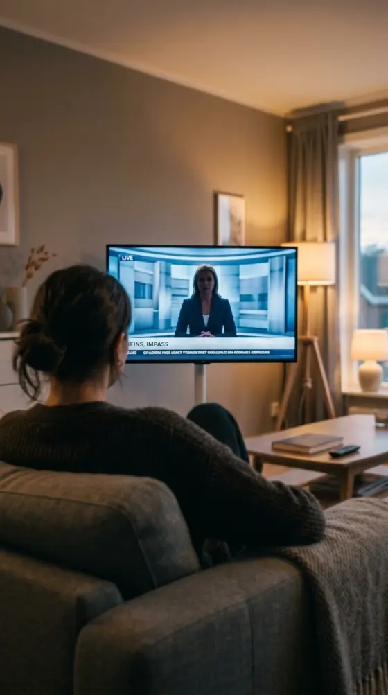 Man watching a live UK news channel through a GoLiveStream IPTV UK subscription